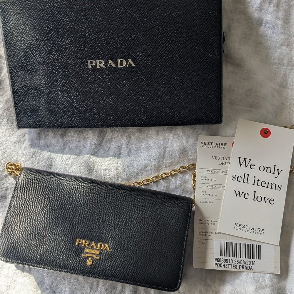 PRADA Saffiano Leather Crossbody bag with gold hardware